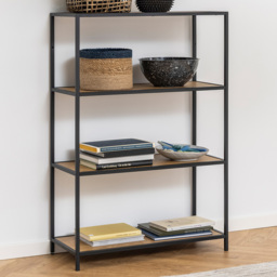 Florence Seaford 3 Shelf Oak and Black Metal Bookcase - Furniture To Go - Wilko - thumbnail 1