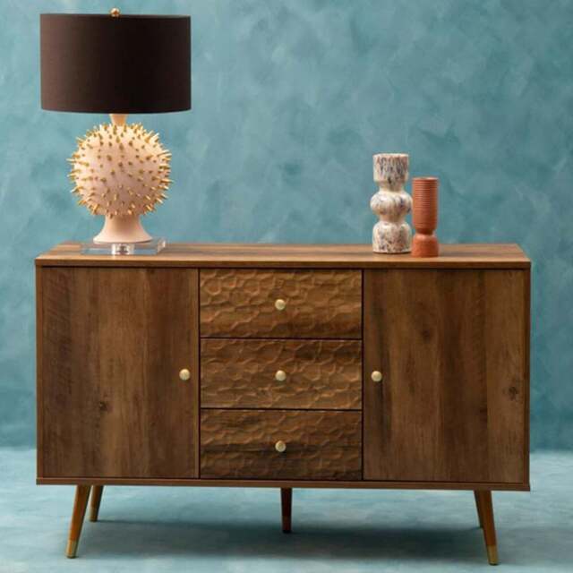 Premier Housewares Frida 2 Door 3 Drawer Sideboard - Size: 114 x 39 x 70cm - Brown - Interiors by Premier - Wilko - image 1