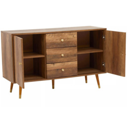 Premier Housewares Frida 2 Door 3 Drawer Sideboard - Size: 114 x 39 x 70cm - Brown - Interiors by Premier - Wilko - thumbnail 4