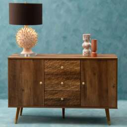 Premier Housewares Frida 2 Door 3 Drawer Sideboard - Size: 114 x 39 x 70cm - Brown - Interiors by Premier - Wilko - thumbnail 1