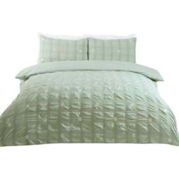 Darcey Embroidered Duvet Set Sage Green Superking - Size: Super King - Wilko - thumbnail 3