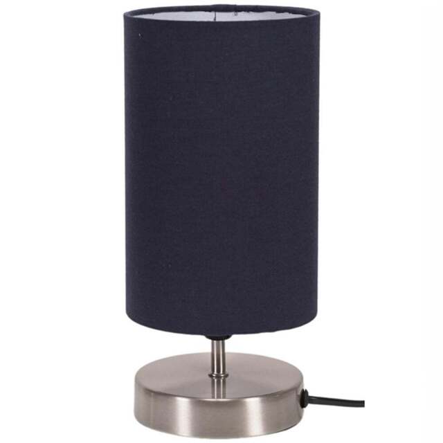 ValueLights Francis Navy Shade Brushed Chrome Touch Table Lamp and Bulb - Size: 24.5 x 12 x 12cm - Blue - Wilko - image 1