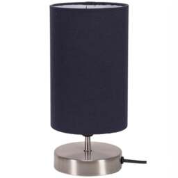 ValueLights Francis Navy Shade Brushed Chrome Touch Table Lamp and Bulb - Size: 24.5 x 12 x 12cm - Blue - Wilko