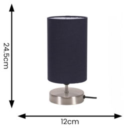 ValueLights Francis Navy Shade Brushed Chrome Touch Table Lamp and Bulb - Size: 24.5 x 12 x 12cm - Blue - Wilko - thumbnail 6