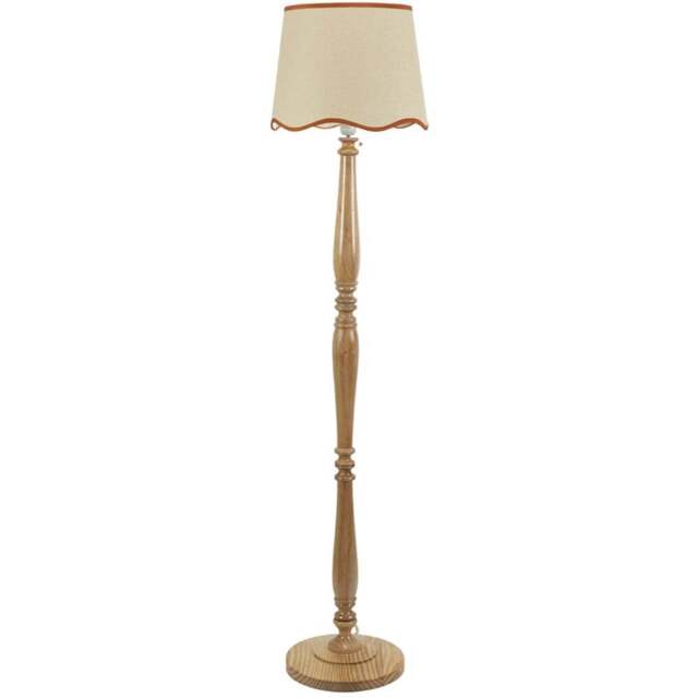 ValueLights Victoria Scallop Rust Edge Shade Light Wood LED Floor Lamp - Cream - Wilko - image 1