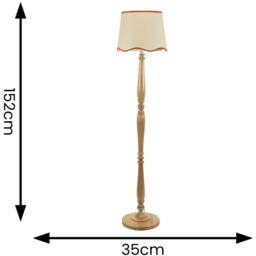 ValueLights Victoria Scallop Rust Edge Shade Light Wood LED Floor Lamp - Cream - Wilko - thumbnail 7