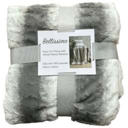 Bellissimo Grey Faux Fur Throw 200 x 220cm - Wilko - thumbnail 1