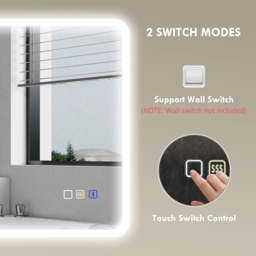 HOMCOM Frameless LED Bathroom Mirror 60 x 80cm - Size: 60 x 3.5 x 80cm - Silver - Wilko - thumbnail 4