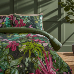 Paoletti Double Pink and Green Veadeiros Exotic Floral Duvet Set - Multi - Wilko - thumbnail 3