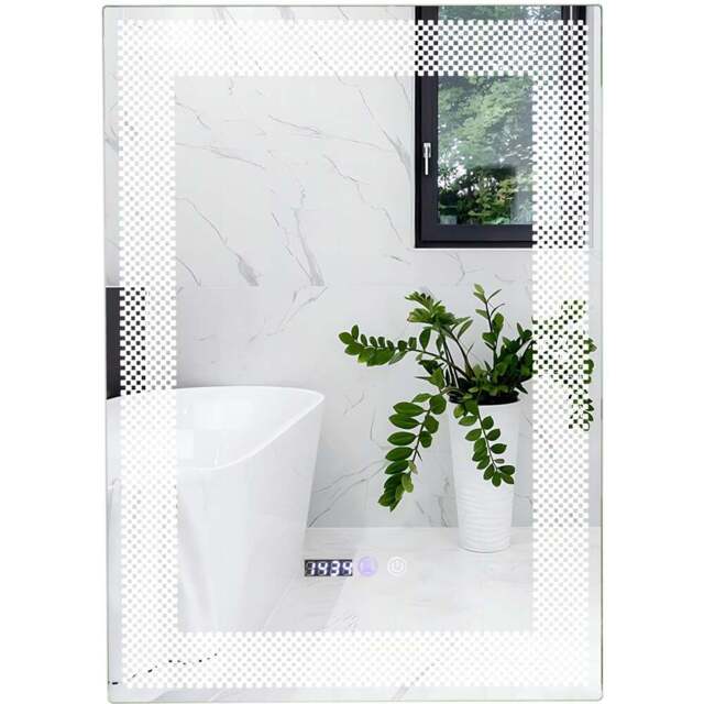 Costway 3 Colour LED Wall Mounted Anti-Fog HD Vanity Mirror - Size: 81 x 62cm - Silver - Wilko - image 1