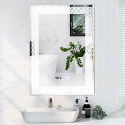 Costway 3 Colour LED Wall Mounted Anti-Fog HD Vanity Mirror - Size: 81 x 62cm - Silver - Wilko - thumbnail 6