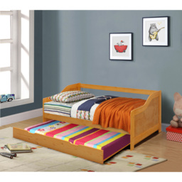 Comfy Living Single Caramel Wooden Bed with Trundle - Brown - Wilko - thumbnail 4