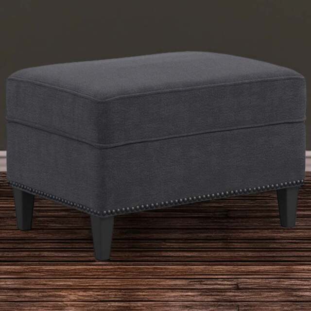 Atticus Anthracite Footstool - Size: 435 x 570 x 425cm - Black - LPD Home - Wilko - image 1