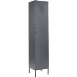 MMT Furniture Designs Single Door Grey Metal Tall Locker Cabinet - Size: 180 x 38.5 x 38.5cm - Wilko - thumbnail 3
