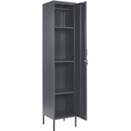 MMT Furniture Designs Single Door Grey Metal Tall Locker Cabinet - Size: 180 x 38.5 x 38.5cm - Wilko - thumbnail 4