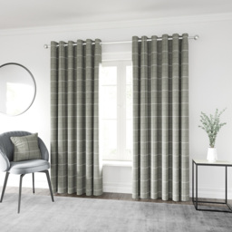 Helena Springfield Harper Woven Lined Silver Eyelet Curtains 168 x 183cm - Size: W 168 x D 183cm - Wilko - thumbnail 5