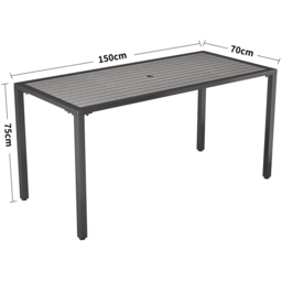 Living and Home 4 Seater Grey Dining Table with Parasol Hole 150cm - Size: 75 x 150 x 70cm - Wilko - thumbnail 7
