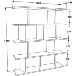 Decorotika Grace 10 Shelf White Bookcase - Size: 141 x 120 x 24.6cm - Wilko - thumbnail 7