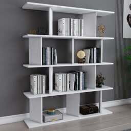 Decorotika Grace 10 Shelf White Bookcase - Size: 141 x 120 x 24.6cm - Wilko - thumbnail 1