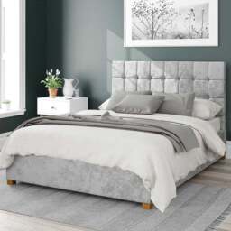 Aspire Sinatra Double Silver Mirazzi Velvet Ottoman Bed - Aspire Beds - Wilko