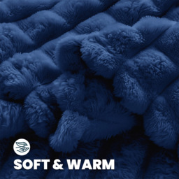 Velosso Navy Waffle Plush Throw 200 x 240cm - Size: 200 x 240 x 1cm - Wilko - thumbnail 4