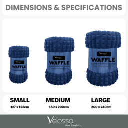 Velosso Navy Waffle Plush Throw 200 x 240cm - Size: 200 x 240 x 1cm - Wilko - thumbnail 5
