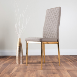 Furniturebox Valera Set of 6 Cappuccino and Gold Faux Leather Dining Chair - Brown - Wilko - thumbnail 6