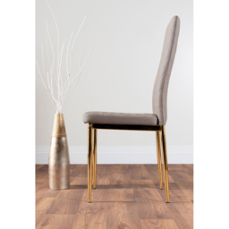 Furniturebox Valera Set of 6 Cappuccino and Gold Faux Leather Dining Chair - Brown - Wilko - thumbnail 4