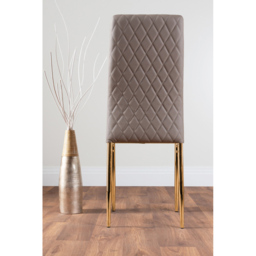 Furniturebox Valera Set of 6 Cappuccino and Gold Faux Leather Dining Chair - Brown - Wilko - thumbnail 5