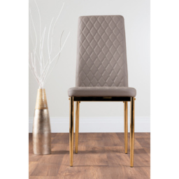 Furniturebox Valera Set of 6 Cappuccino and Gold Faux Leather Dining Chair - Brown - Wilko - thumbnail 3