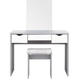GFW Elizabeth 3 Drawer Grey Dressing Table Set with Mirror - Size: 49 x 100 x 129cm - Wilko - thumbnail 3