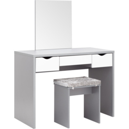 GFW Elizabeth 3 Drawer Grey Dressing Table Set with Mirror - Size: 49 x 100 x 129cm - Wilko - thumbnail 4