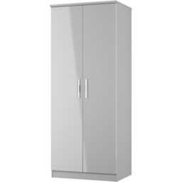 Crowndale Knightsbridge 2 Door Grey Gloss and Dusk Grey Wardrobe Ready Assembled - Grey Gloss & Dusk Grey - Wilko - thumbnail 4