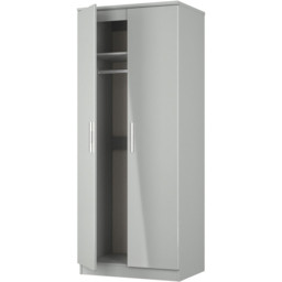 Crowndale Knightsbridge 2 Door Grey Gloss and Dusk Grey Wardrobe Ready Assembled - Grey Gloss & Dusk Grey - Wilko - thumbnail 5
