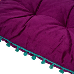 Living and Home Magenta Soft Chair Cushion with Pom Pom Trim 40 x 40cm - Size: 5 x 40 x 40cm - Wilko - thumbnail 6
