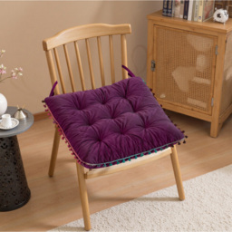 Living and Home Magenta Soft Chair Cushion with Pom Pom Trim 40 x 40cm - Size: 5 x 40 x 40cm - Wilko - thumbnail 3