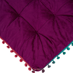 Living and Home Magenta Soft Chair Cushion with Pom Pom Trim 40 x 40cm - Size: 5 x 40 x 40cm - Wilko - thumbnail 5