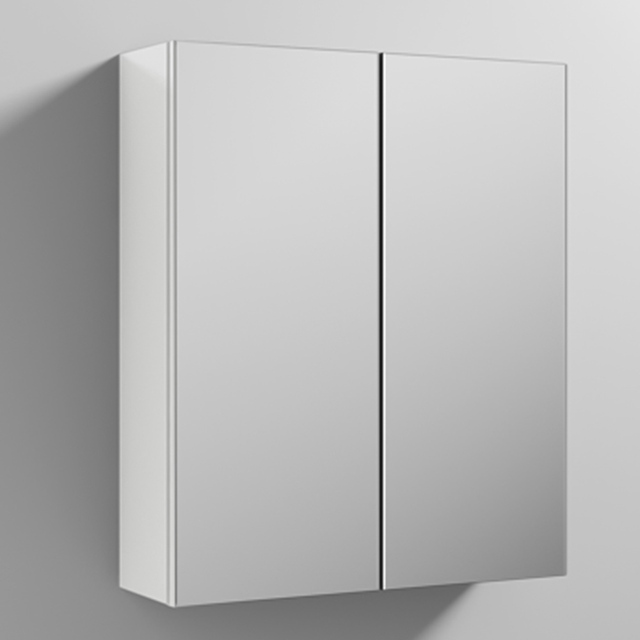 nuie Hudson Reed Fusion 2 Door Gloss White Wall Hung Fitted Mirror Cabinet - Size: 715 x 600 x 182mm - Wilko - image 1