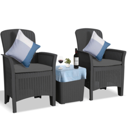 Centurion Supports Ophelia 2 Seater Grey Rattan Armchair Set with Side Table - Black - Wilko - thumbnail 3