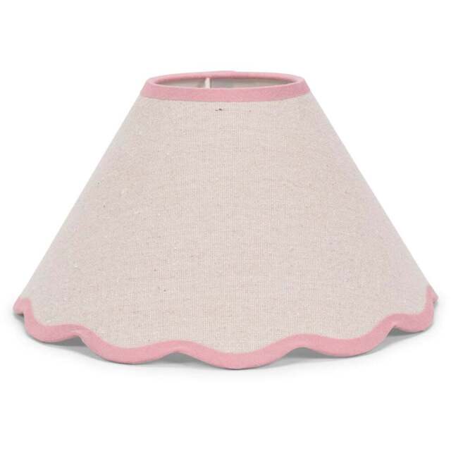 ValueLights Florie Scallop Pink Trim Large Shade - Size: 22 x 41 x 41cm - Cream - Wilko - image 1