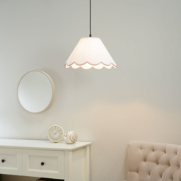 ValueLights Florie Scallop Pink Trim Large Shade - Size: 22 x 41 x 41cm - Cream - Wilko - thumbnail 3