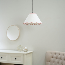 ValueLights Florie Scallop Pink Trim Large Shade - Size: 22 x 41 x 41cm - Cream - Wilko - thumbnail 4