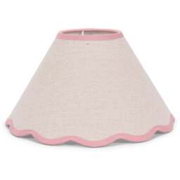 ValueLights Florie Scallop Pink Trim Large Shade - Size: 22 x 41 x 41cm - Cream - Wilko