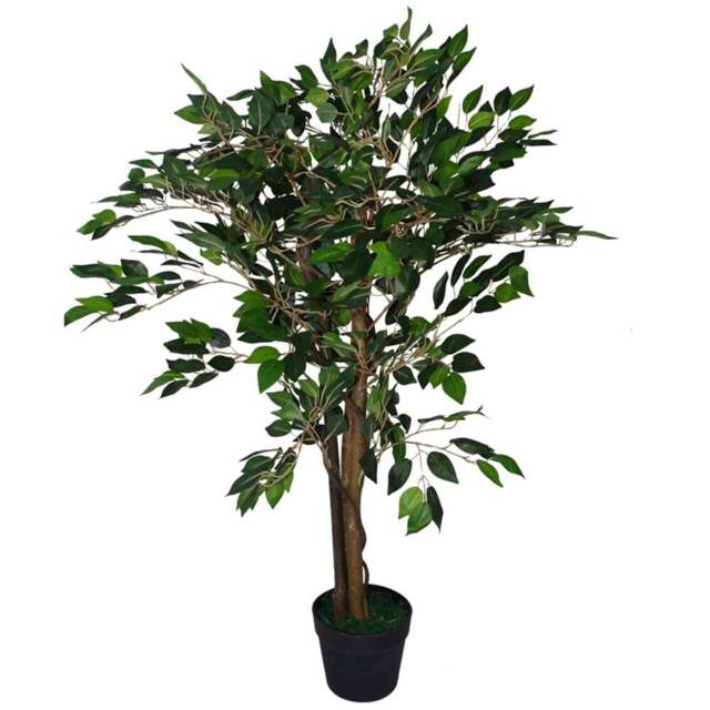 Leaf Ficus Artificial Plant in Pot 90cm - Size: 90 x 55 x 55cm - Green - Wilko - image 1