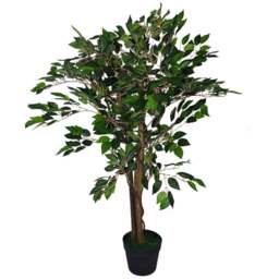 Leaf Ficus Artificial Plant in Pot 90cm - Size: 90 x 55 x 55cm - Green - Wilko - thumbnail 1