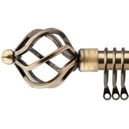 New Edge Blinds 160-300cm Extendable Brass Cage Metal Curtain Pole - Size: 160 - 300cm - Gold - Wilko