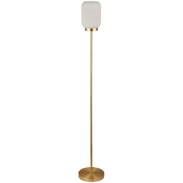 Lighting Collection Matson Frosted White Glass Floor Lamp - Size: 50.5 x 12 x 24cm - Frost White and Satin Antique Brass - Wilko - image 1