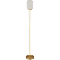 Lighting Collection Matson Frosted White Glass Floor Lamp - Size: 50.5 x 12 x 24cm - Frost White and Satin Antique Brass - Wilko