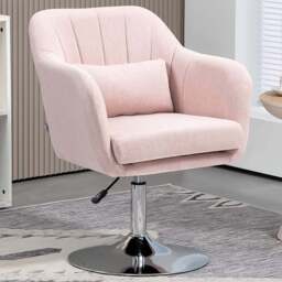 Portland Pink Stylish Retro Linen Swivel Tub Chair - Size: Single - Wilko