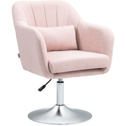 Portland Pink Stylish Retro Linen Swivel Tub Chair - Size: Single - Wilko - thumbnail 3